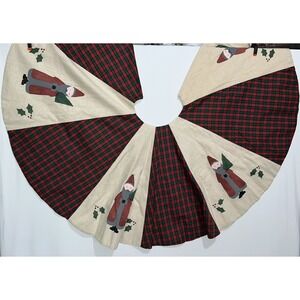 Alice's Country Cottage 42" Christmas Tree Skirt - Rustic Santa, Plaid, Cream